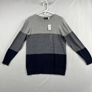 Suéter para niños talla 16 bloques de colores algodón a rayas gris azul marino - Imagen 1 de 12
