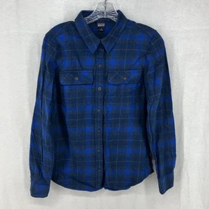 PATAGONIA Mens Plaid Flannel Shirt Sz S Blue Organic Cotton - Picture 1 of 12