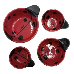 Ganz Ladybug Ceramic Nesting Measuring Cups Whimsical Cottagecore Set of 4 - Picture 1 of 10