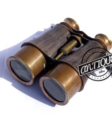 Binoculares antiguos vintage de la guerra de Vietnam binoculares de latón correa de cuero regalo marinero Foto 1 de 4