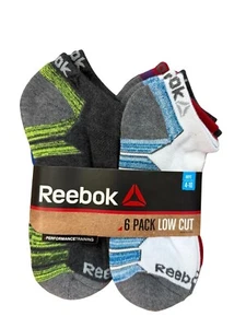 Reebok Boy's Multicolored Performance Low Cut Socks, 6-Pack - 9-11 - NEW - Picture 1 of 3