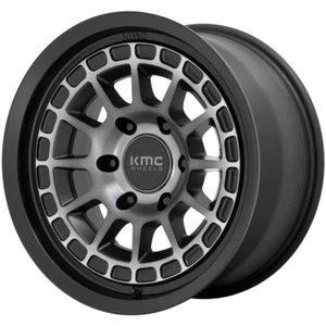 16x8 +0 KMC KM719 Canyon 6x5.5 Satin Black W/ Gray Tint Wheels (Set of 4) - Picture 1 of 3