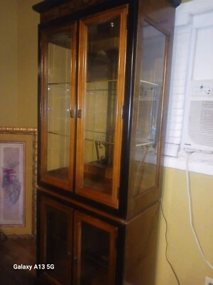 Wooden China Cabinet Antique With Glass Doors - Image 1 of 3