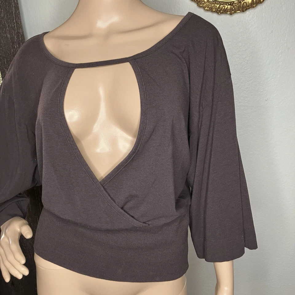 Lucy Knit Top Size Large Brown 3/4 Sleeve Organic Cotton Bamboo Stretch - Image 1 of 4
