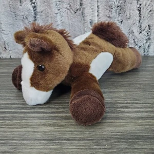 Aurora Brown Horse Plush 8" Flopsie White Spots Small Pony Stuffed Animal - Picture 1 of 8