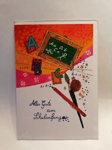 Glückwunsch Schulanfang Karte mit Umschlag Einschulung Karte Gastgeschenk ABC - Bild 1 von 1