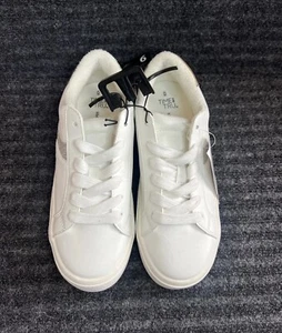 NEW Time And Tru White Fashion Casual Lace Up Sneakers Shoes Women Size 6 - Picture 1 of 13