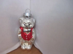 Vintage Blown Glass TEDDY BEAR Christmas ORNAMENT~Poland / W.Germany? - Picture 1 of 2