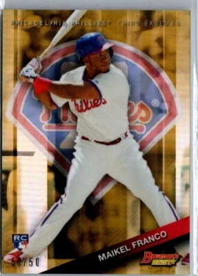 MAIKEL FRANCO 2015 BOWMAN'S BEST #15 REFRACTOR DE ORO NOVATO #50/50 Foto 1 de 2
