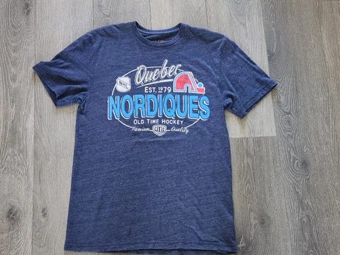 NHL Quebec Nordiques Tee Big kid blue vintage look S men NEW Old Time Hockey Cover