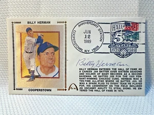 Sobre Cachet JSA Cooperstown 1989 portada primer día firmada por Billy Herman FDC JSA - Imagen 1 de 3