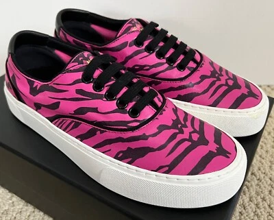Новый Saint Laurent Венеции розовый черный зебра кожи низкий верхний кроссовок 37,5 7,5 $650 - Изображение 1 из 4