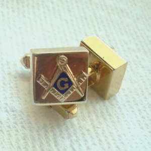 Vintage Anson Freemason Masonic Gold Tone & Blue Enamel Cufflinks - Picture 1 of 3