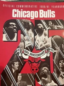 Annuario Vintage Chicago Bulls Jordan Pippen Ufficiale Argento Anniversario 1990/91 - Foto 1 di 1