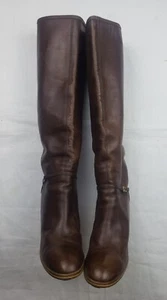 Braune knielange Damenstiefel aus Leder Größe 6,5 von SALORD JOVER hergestellt in Spanien - Bild 1 von 6