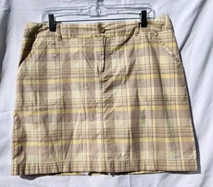 Christopher & Banks  Sz 12 Yellow Brown Plaid Cotton Skort Skirt Shorts   - Picture 1 of 3