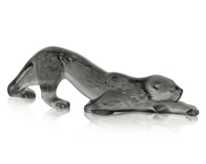 LALIQUE CRYSTAL SMALL ZEILA GREY PANTHER SCULPTURE #10491800 BRAND NIB SAVE$ F/S