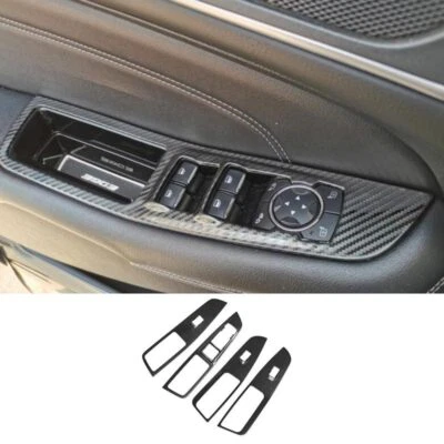 Fibra de carbono para Ford Edge 2018-2021 4X trava de janela painel de elevação acabamento estrutura de aço - Imagem 1 de 4