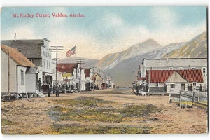 Valdez McKinley Straßenszene ALASKA Lowman & Hanford Vintage Postkarte 1910er - Bild 1 von 2