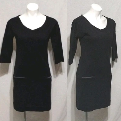 Vestido Vaina Rag & Bone Negro Mezcla Algodón Cuello Acanalado S Minimalista Informal Elegante Foto 1 de 4