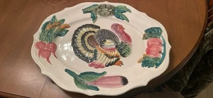 Turkey Platter Hand Painted In Italy 20X16 Vintage - Picture 1 of 3