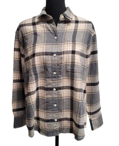 NUEVO CON ETIQUETAS Camisa de Franela "The Boyfriend" Azul Marino Antiguo (S) Multicolor a Cuadros Bolsillo Abotonado - Imagen 1 de 7