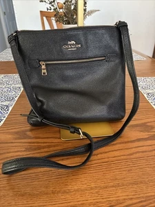 Coach Rowan Aktentasche Umhängetasche schwarz Leder C1556 neu mit Etikett - Bild 1 von 14