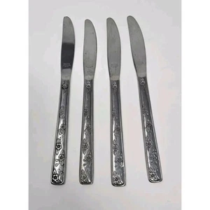 4 Vintage National Stainless Dinner Knives Floral Rare Print Japan Knife Flatwar - Picture 1 of 9