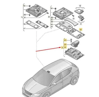 SEAT ATECA KH7 Innenraum-Dachhimmel-Leseleuchte 575947105DDYS NEU ORIGINAL - Image 1 of 2