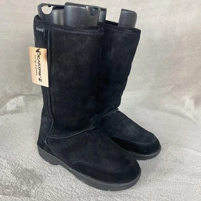 Bearpaw Botas Mujer Talla 10 Negro Prado Alto Gamuza Piel de Oveja Lana Forradas Cálidas Foto 1 de 4