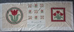 CRAFT FABRIC PANEL CHRISTMAS TULIPS PILLOW & ORNAMENTS CUT & SEW 45" X 17" - Picture 1 of 1