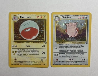 1999 WOTC Pokemon Card Jungle Holo Lot Clefable 1/64 + Electrode 2/64 Original! - Image 1 of 4