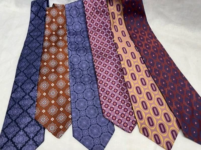 罕见 批量 6 件 复古 领带,Louis Feraud 1970 年代 多种颜色 独特 全新 — 第 1/4 张图片