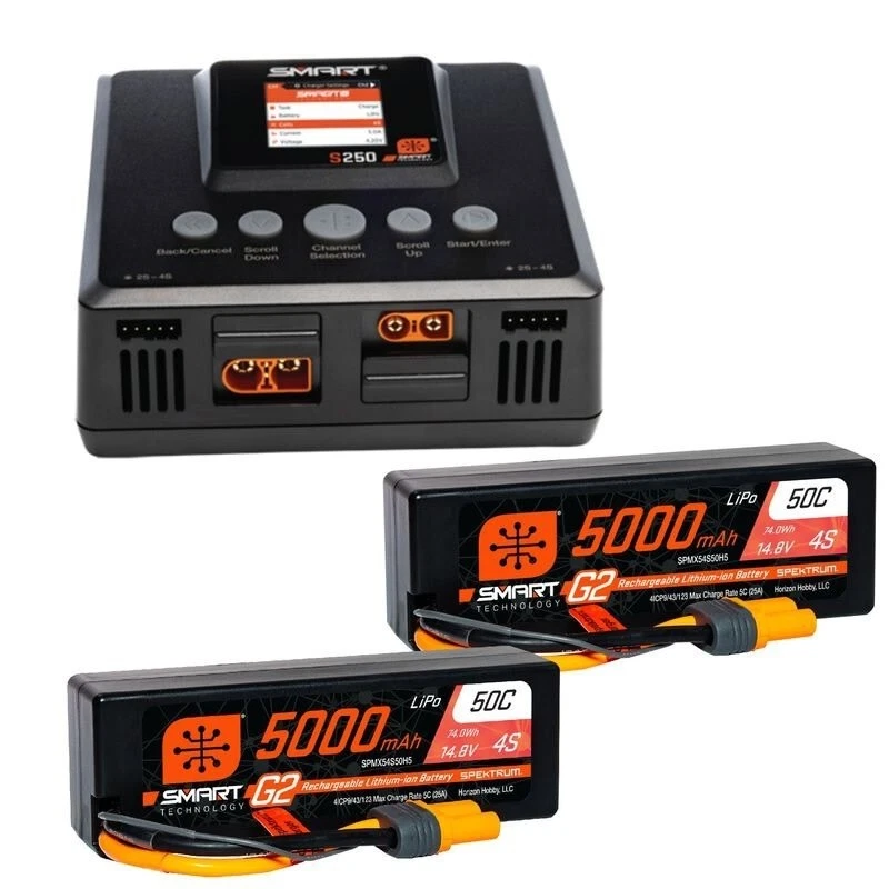SPMXPSS800 SMART POWERSTAGE 8S SURFACE BUNDLE: (2) G2 5000MAH 4S LIPO IC5 & S250 - Image 1 of 1