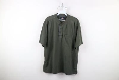 Camiseta Henley De Colección Dickies Para Hombres Grande Desteñida Deletreada Manga Corta Verde Foto 1 de 4