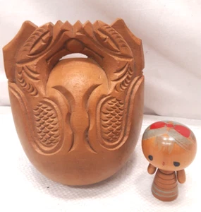 Vintage Wooden Japanese Buddhist MOKUGYO WOODEN FISH Percussion Instrument #1 - Bild 1 von 9