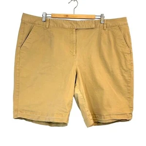 Talbots Women Stretch High Rise Bermuda Casual Shorts Solid Tan Color Size 24W - Picture 1 of 9
