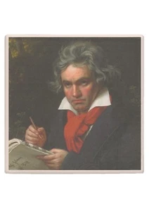 Music Themed Beethoven Composer Single Ceramic Tile Coaster Cork Non Slip Base - Picture 1 of 2
