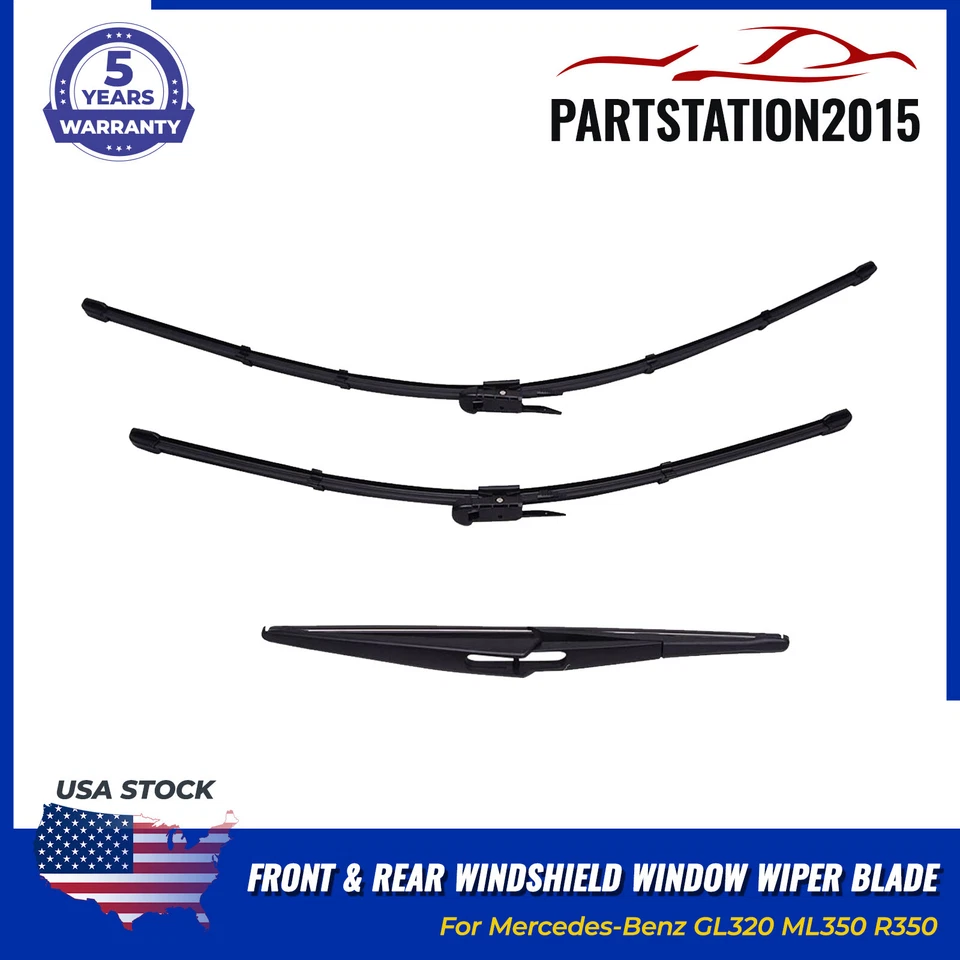 Limpiaparabrisas delantero y trasero 3 piezas para Mercedes-Benz GL320 ML350 R350 Foto 1 de 4