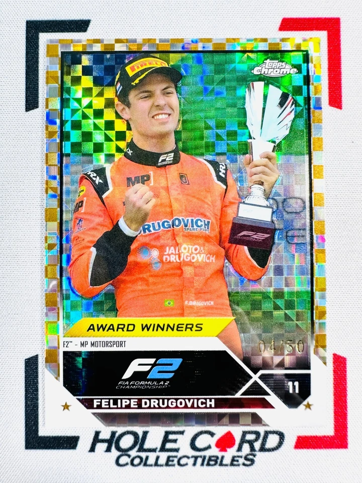 FELIPE DRUGOVICH 2023 Topps Chrome Formula 1 F1 F2 #192 Gold Checker Flag 04/50 - Image 1 of 3