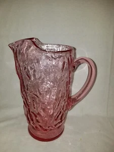 Morgantown Seneca Driftwood Pink 8" Pitcher tall 32oz Crinkle Glass - Picture 1 of 5