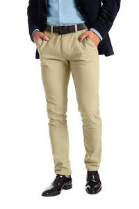Men's Stretch Dress Pants Slim Fit Skinny Chino Pants - Picture 1 of 57