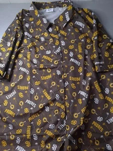 BDA San Diego Padres Hawaiian Men's Shirt Size XL brown Short Sleeve Button up - Picture 1 of 4
