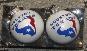 HOUSTON TEXAN CHRISTMAS BULB ORNAMENTS WHITE-SET OF 2 - Picture 1 of 10