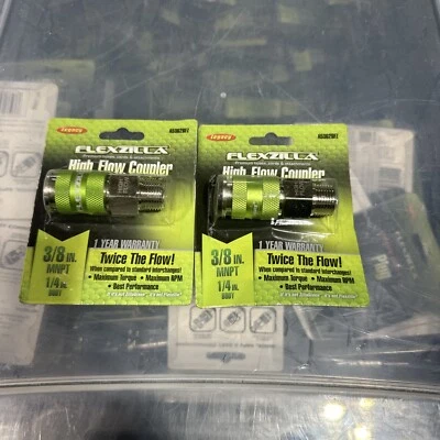2 PKS FLEXZILLA PRO HIGH FLOW AIR HOSE QUICK COUPLER'S 3/8" MNPT A53626FZ - Image 1 of 3