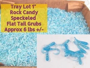 6lb (+/-) 1" Grub Flat Tail Rock Candy Speckled Soft Fishing Lure Bait Lot HC1 - Picture 1 of 6