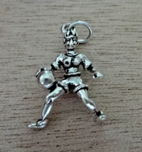 25% off flaw Sterling Silver 3D 23x15mm Female Basketball Player Ponytail Charm - Picture 1 of 6