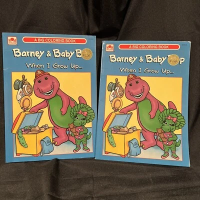 2- Golden PBS Barney & Baby Bop Coloring Books 1993-NEW-UNUSED-Purple Dinosaur - Image 1 of 3