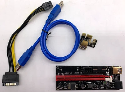 PCE164P-N08 VER009S, PCI-E 1X TO 16X, PCE2PCE-N09, 6 Pin for Card LOT OF6 - Image 1 of 4