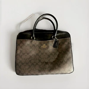 COACH 15” SIGNATURE LEATHER Laptop Bag - Picture 1 of 7